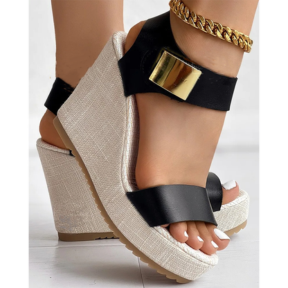 Funki Findz | Shoes | Women's Hign Buckle Strap Wedge Sandal