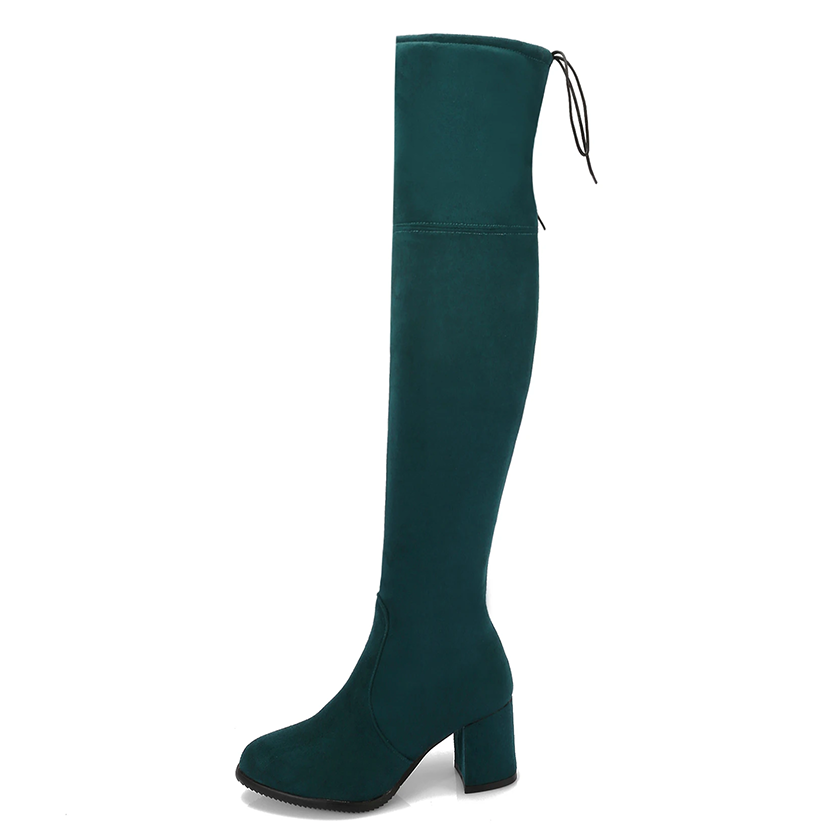 Funki Findz | Boots | Women's Thigh High Square Mid Heel Boots