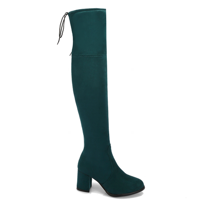 Funki Findz | Boots | Women's Thigh High Square Mid Heel Boots