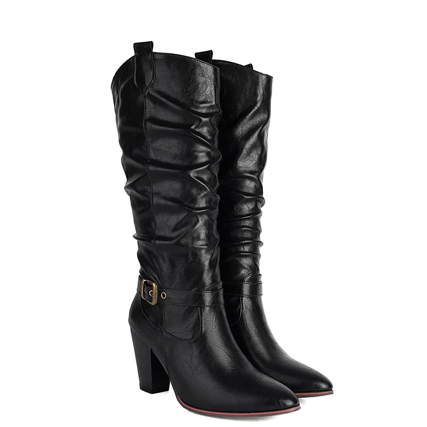 Funki Findz | Boots | Women's Pull On High Block Heeled Boots