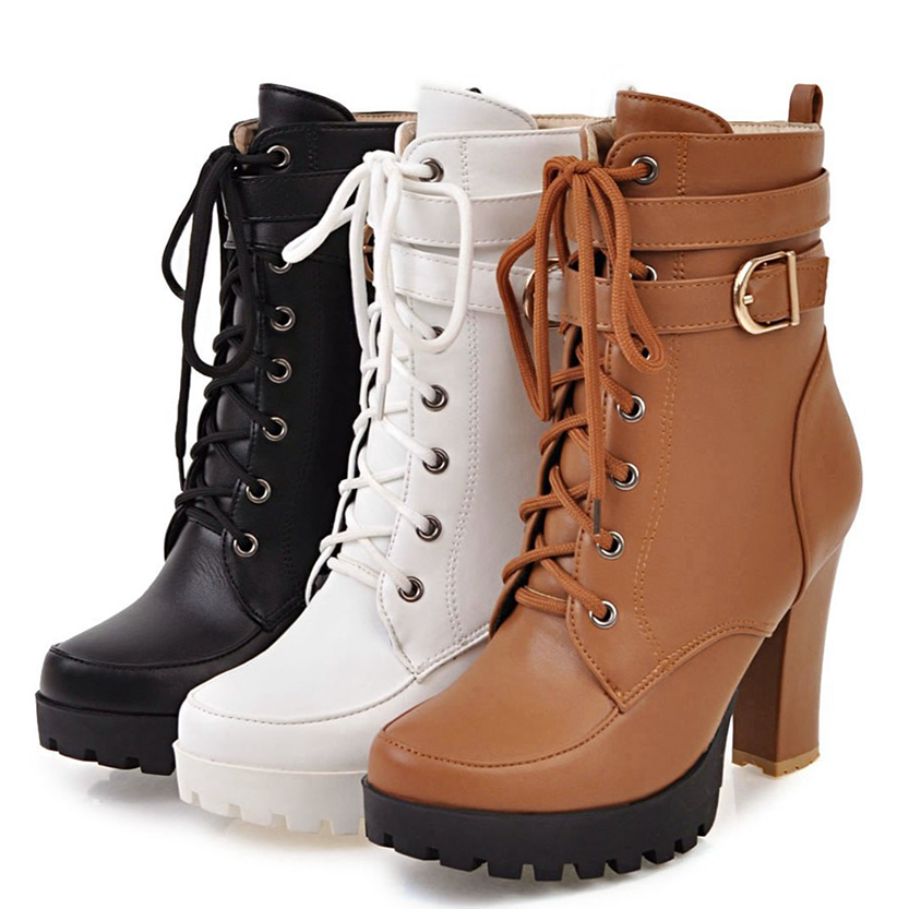Funki Findz | Boots | Women's Block Heel Buckle Strap Ankle Boots