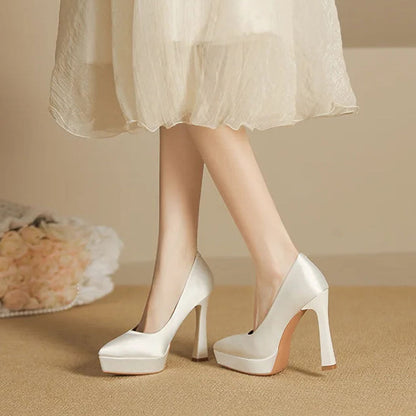 Funki Findz | Shoes | Women's Elegant Satin High Heel Pumps