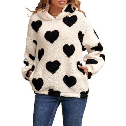 Funki Findz | Sweaters | Women's Hooded Heart Print Pullover