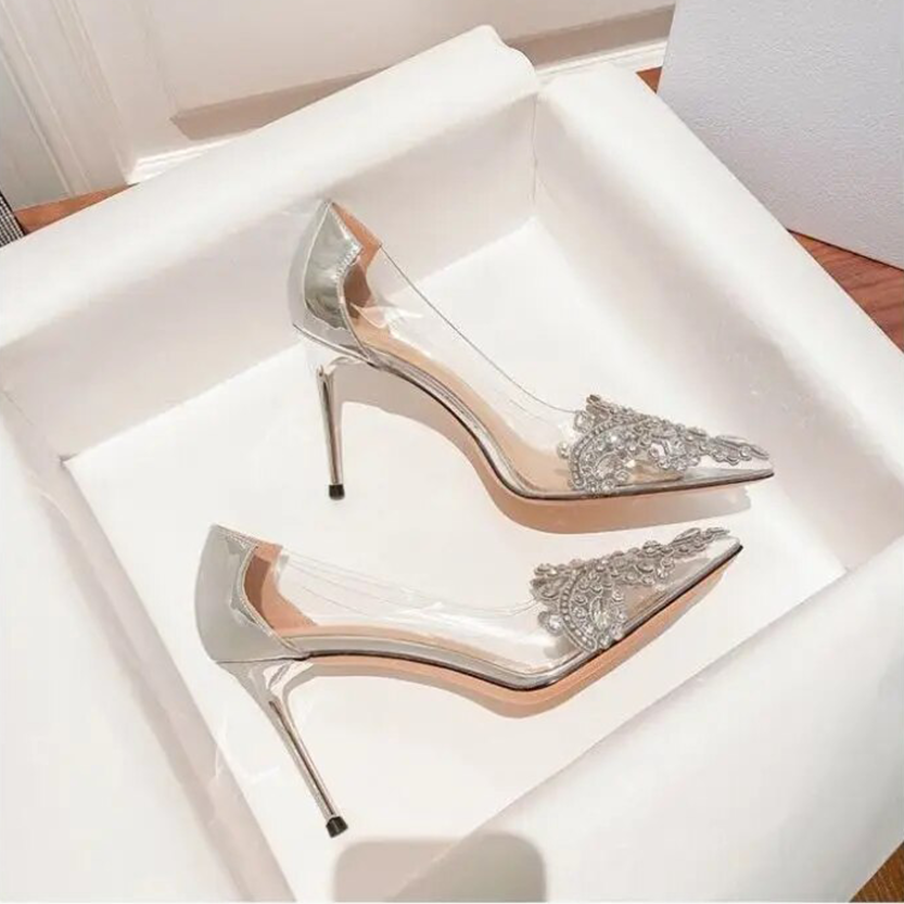 Funki Findz | Shoes | Women's Pointy Toe Clear Wedding Stiletto