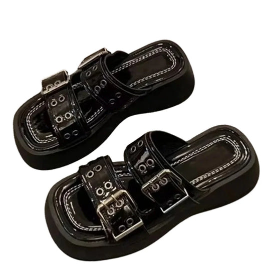 Funki Findz | Shoes | Women's Gothic Punk Low Wedge Slides
