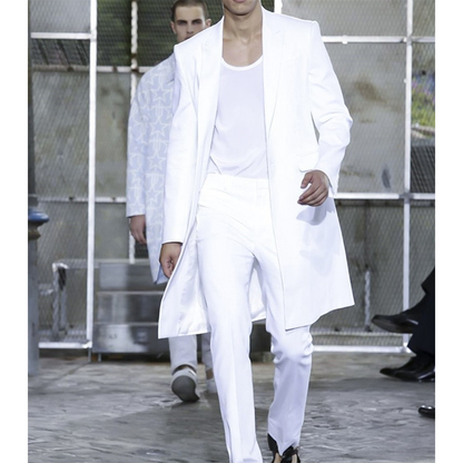 Funki Findz | Suits | Men's White 2 Pcs Long Jacket Formal Suit