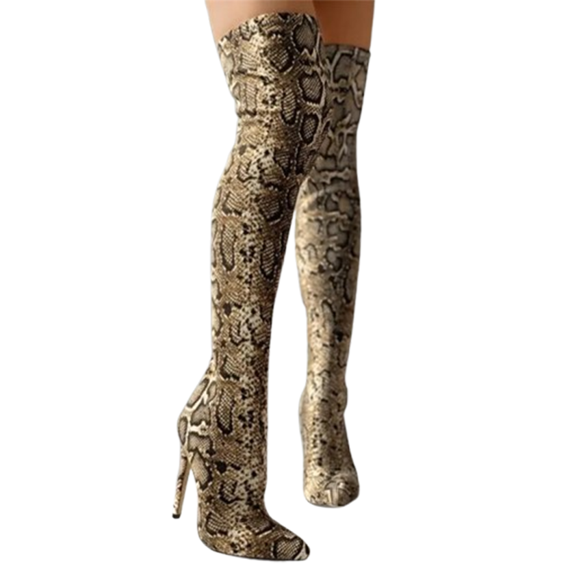 Funki Findz | Boots | Women's High Stiletto Leopard Print Boots