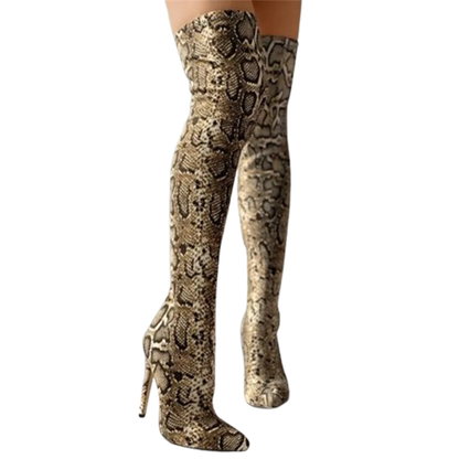 Funki Findz | Boots | Women's High Stiletto Leopard Print Boots