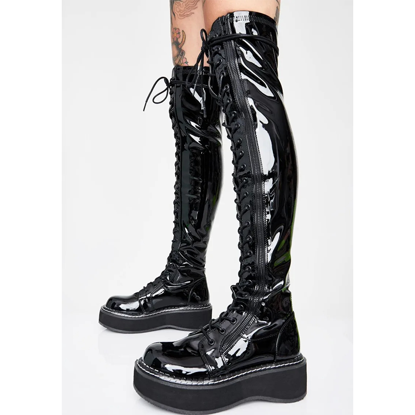 Funki Findz | Boots | Women's Over Knee Lace Up Platform Boot