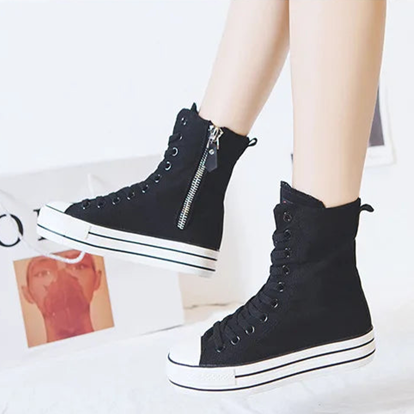 Funki Findz | Boots | Women's High-top Side Zip Canvas Sneaker