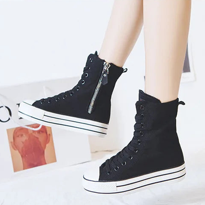 Funki Findz | Boots | Women's High-top Side Zip Canvas Sneaker