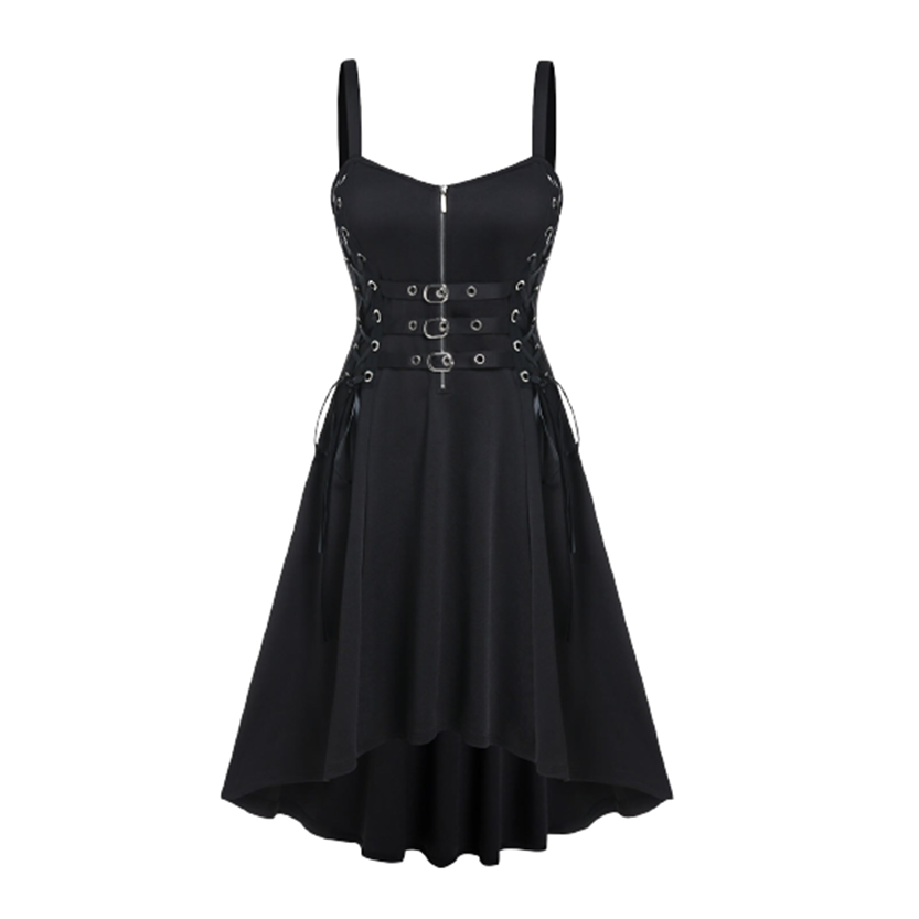 Funki Findz | Dresses | Women's Gothic Punk Strappy Midi Dress