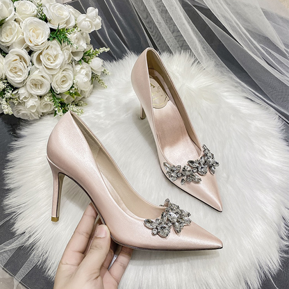 Funki Findz | Shoes | Women's Satin Crystal Wedding Pumps