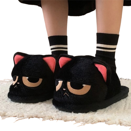 Funki Findz | Shoes | Women's Black Cat Winter Soft Slippers