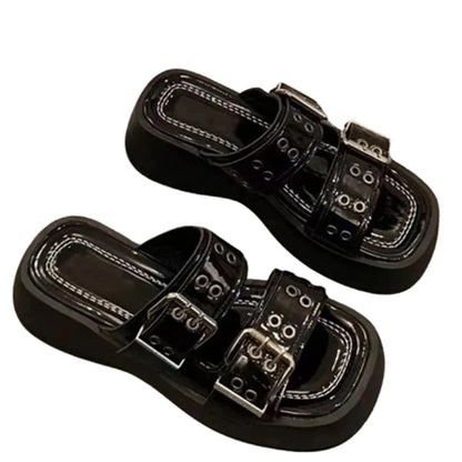 Funki Findz | Shoes | Women's Gothic Punk Low Wedge Slides