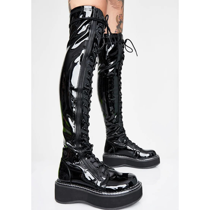 Funki Findz | Boots | Women's Over Knee Lace Up Platform Boot