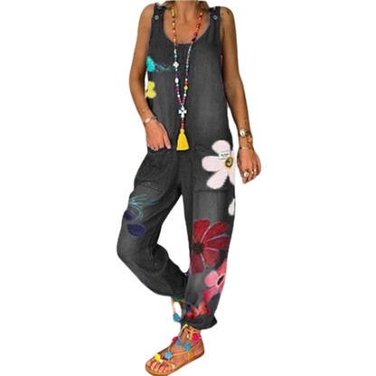 Funki Findz | Pants | Women's Boho Denim Flower Print Romper