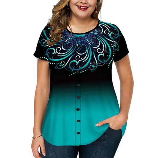 Funki Findz | Shirts | Women's Plus Ombre Top | Casual Summer