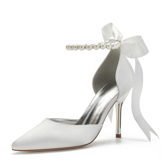 Funki Findz | Shoes | Women's Satin Pearls High Wedding Shoes