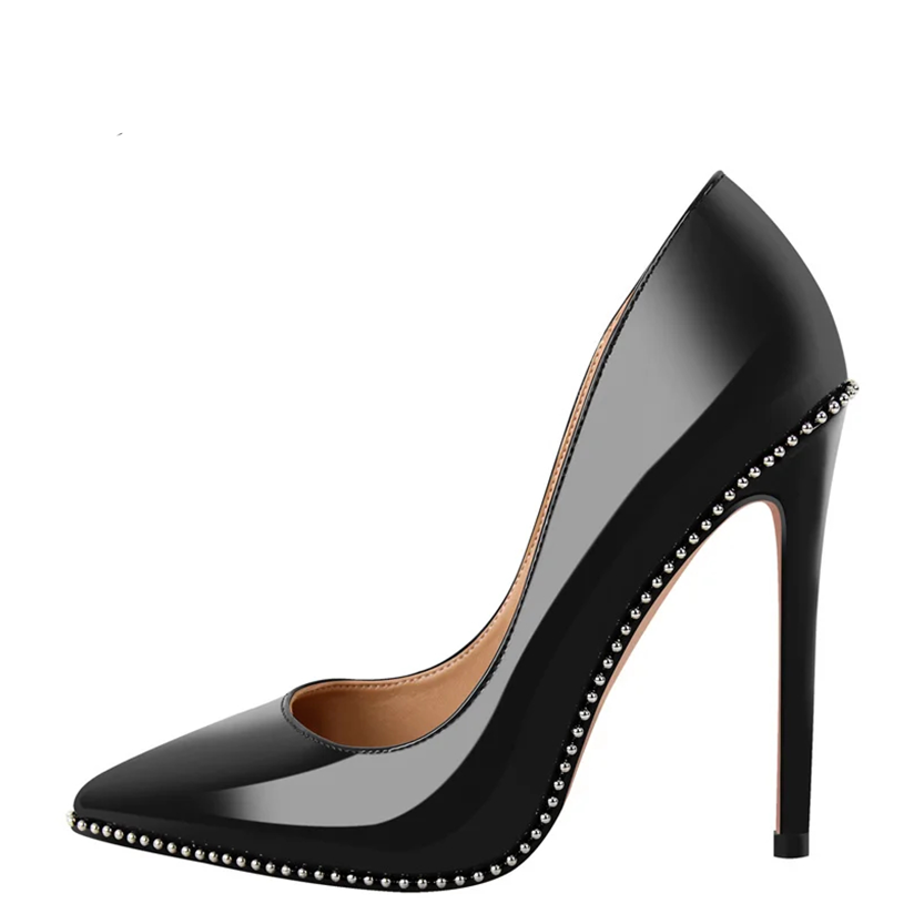 Funki Findz | Shoes | Women's Patent Black Studded Stilettos