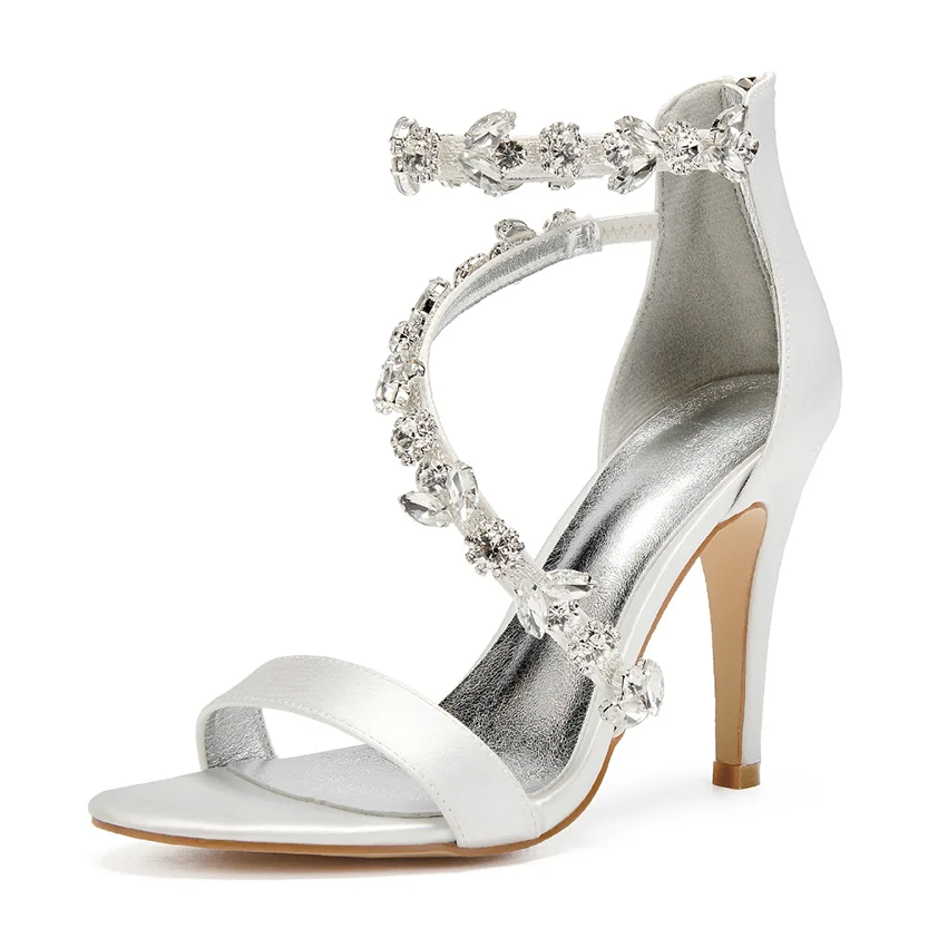 Funki Findz | Shoes | Women's Elegant Satin Crystal High Stiletto