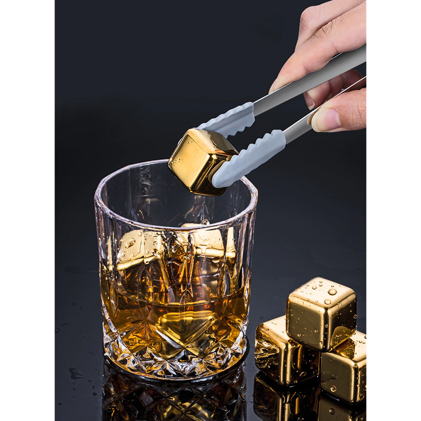 Funki Findz | Whisky Stones | Gold Stainless Steel Ice Cube Sets