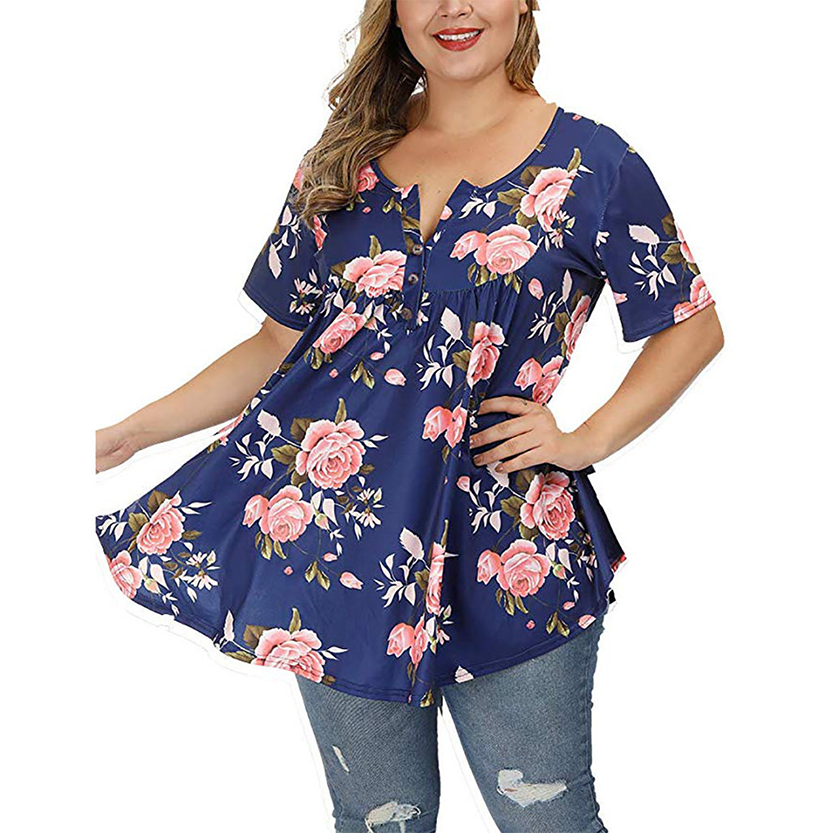 Funki Findz | Shirts | Women's Plus Floral Print Loose Fit Shirts
