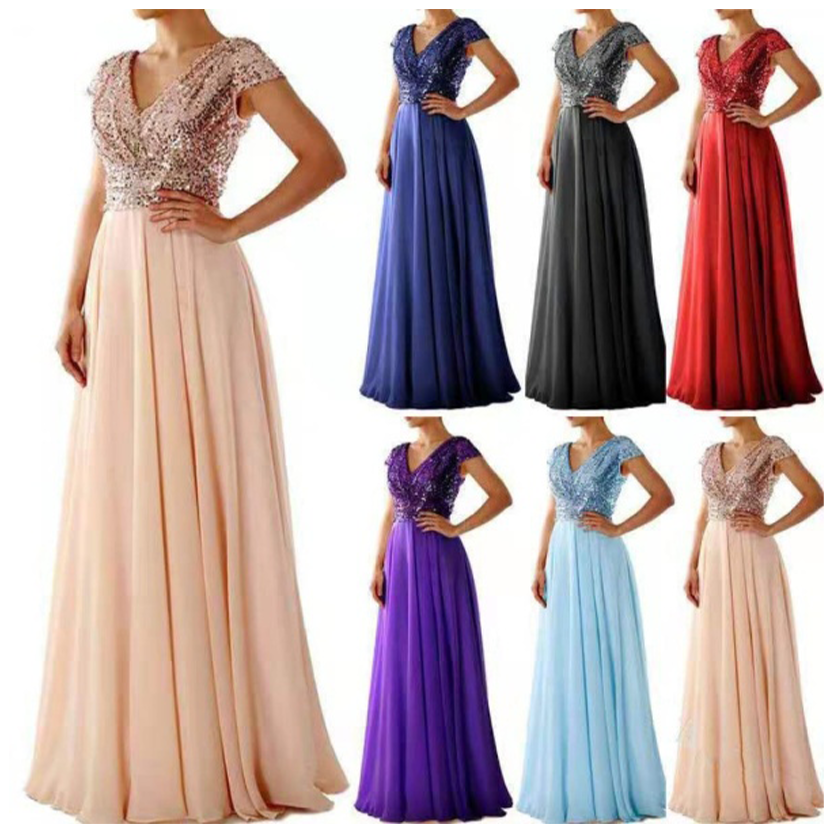 Funki Findz | Dresses | Women's Sequin Chiffon Evening Dress