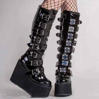 Funki Findz | Boots | Women's High Platform Wedge Buckle Boot