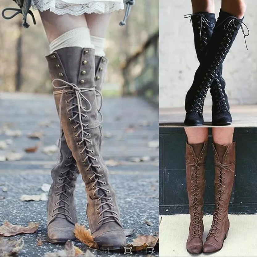 Funki Findz | Boots | Women's Knee High Retro Steampunk Boot