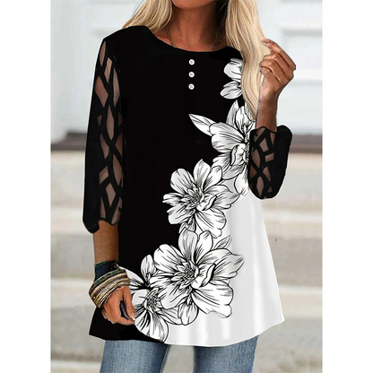 Funki Findz | Shirts | Women's Plus Splice Flower Print Blouse
