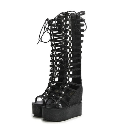 Funki Findz | Boots | Women's Roman Gladiator Wedge Sandals