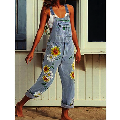 Funki Findz | Pants | Women's  Fashion Daisy Print Bib Overalls