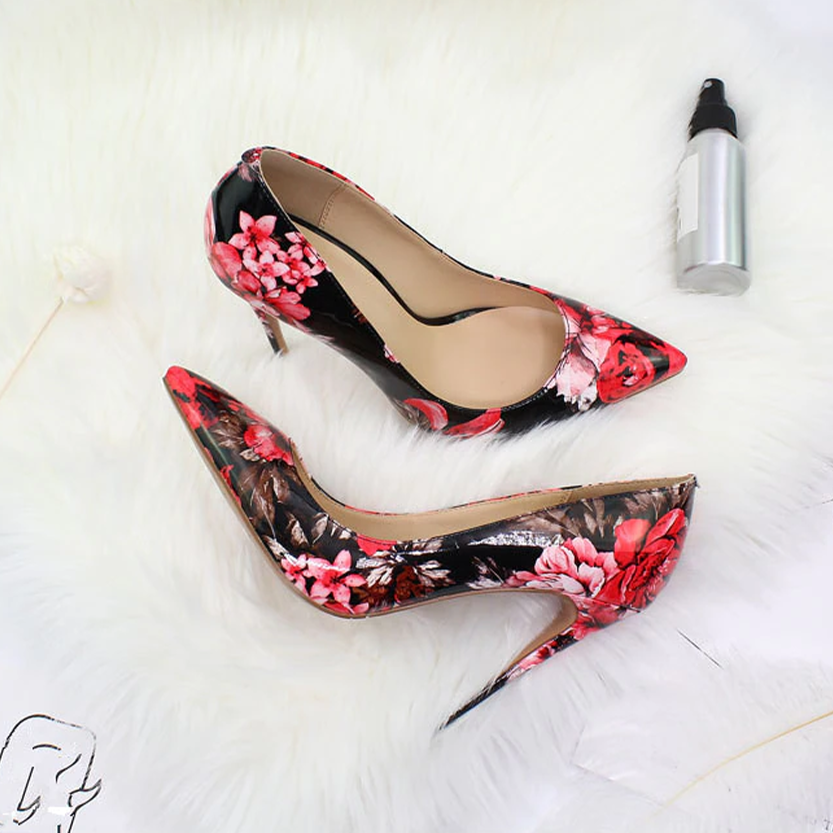 Funki Findz | Shoes | Women's Glossy Floral Print High Stilettos
