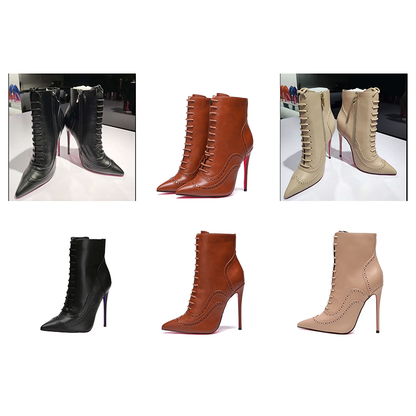 Funki Findz | Boots | Women's Lace Up Pointy Ankle Boots