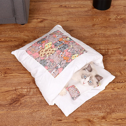 Funki Findz | Pet Beds | Cat Sleeping Bag | Japanese Patterned