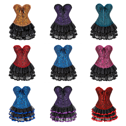 Funki Findz | Dresses | Women's Victorian Corset Dress 2Pcs Set