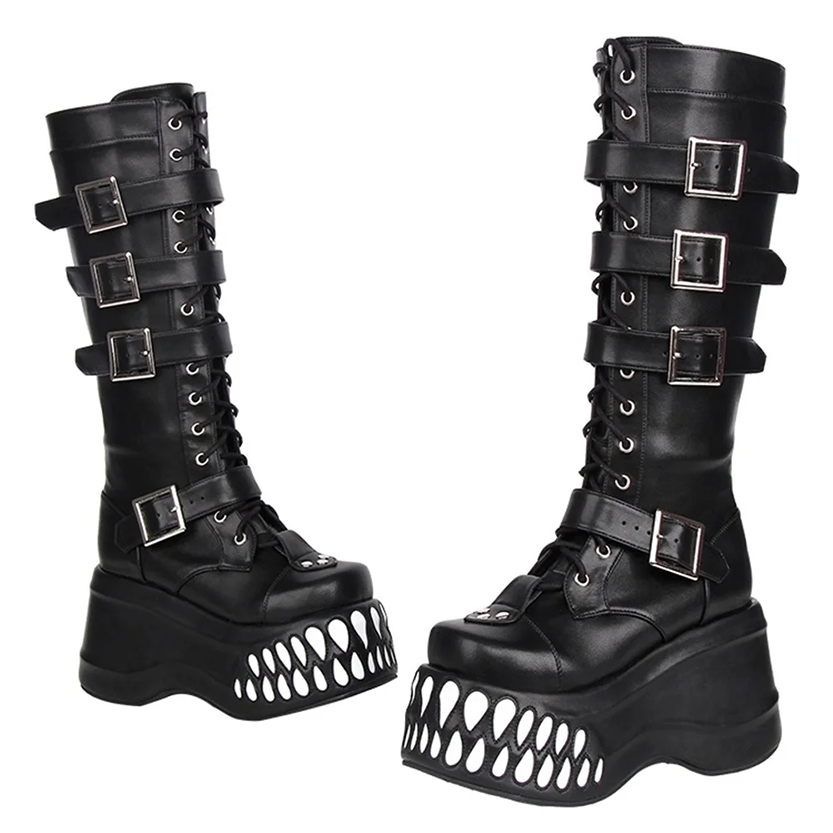 Funki Findz | Boots | Women's Gothic Punk Teeth Wedge Boots