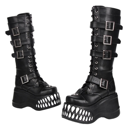 Funki Findz | Boots | Women's Gothic Punk Teeth Wedge Boots