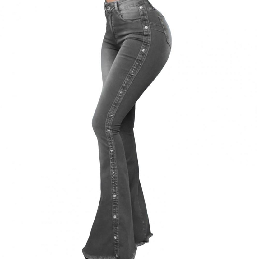 Funki Findz | Pants | Women's Side Button Butt Lift Flared Jeans
