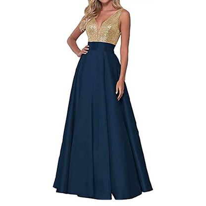 Funki Findz | Dresses | Women's Satin Sequin Evening Dress