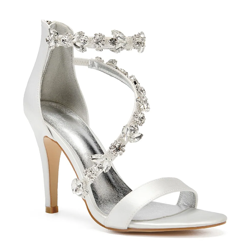 Funki Findz | Shoes | Women's Elegant Satin Crystal High Stiletto