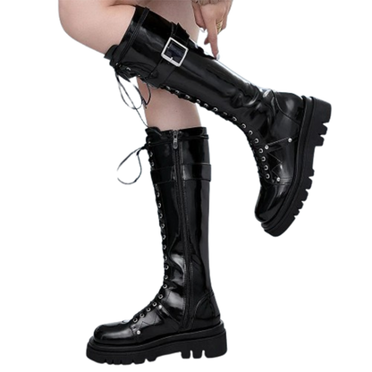 Funki Findz | Boots | Women's Gothic Big Buckle Knee High Boot