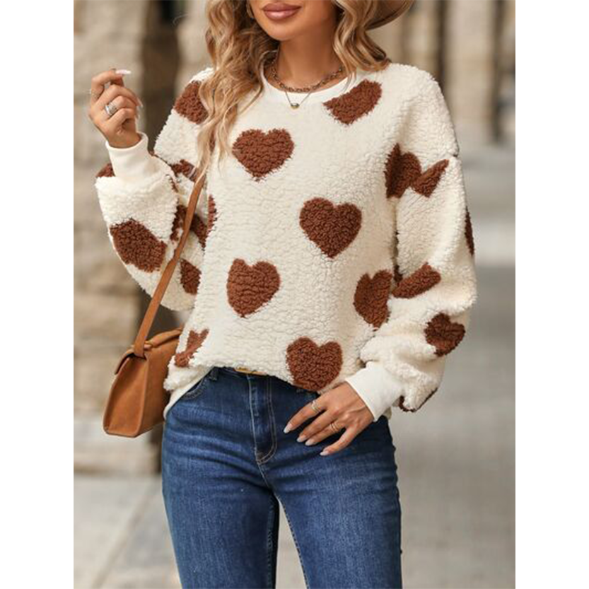 Funki Findz | Sweaters | Women's Fuzzy Heart Winter Sweatshirt