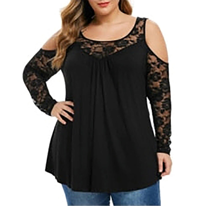 Funki Findz | Shirts | Women's Sexy Lace Spliced Plus Size Shirt