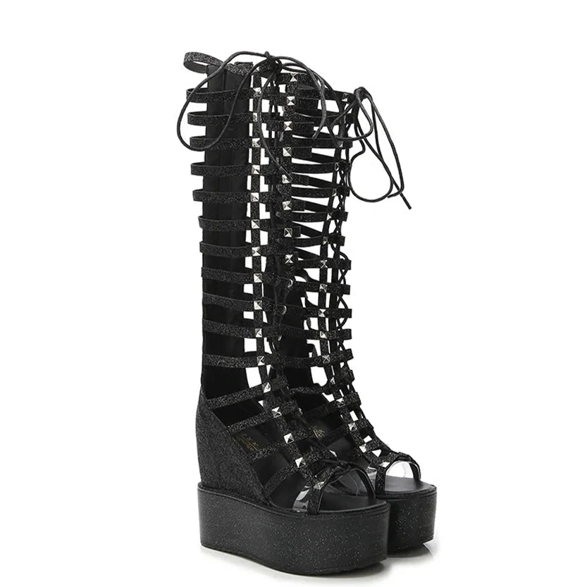 Funki Findz | Boots | Women's Roman Gladiator Wedge Sandals