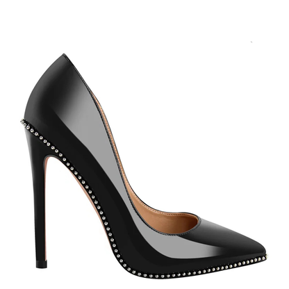 Funki Findz | Shoes | Women's Patent Black Studded Stilettos