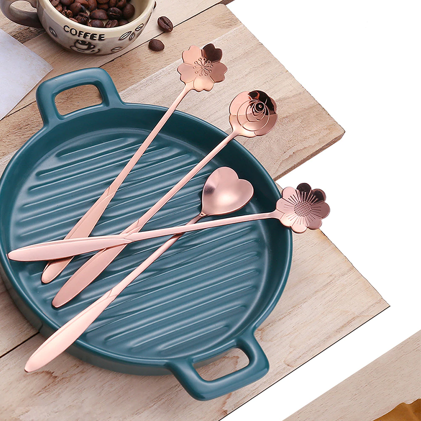 Funki Findz | Spoons |  Flower Spoons | Long Handle Spoons 4Pc