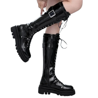 Funki Findz | Boots | Women's Gothic Big Buckle Knee High Boot
