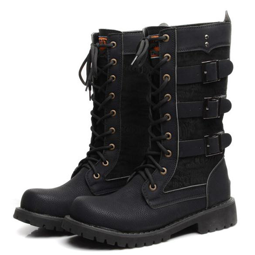 Funki Findz | Boots | Men's Gothic Motorcycle Mid-Calf Boots